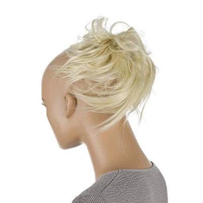 Abbildung von CAISHA Jumbo Haarteil Haargummi Dutt Flora Hochsteckfrisuren Brautfrisuren Natürlich Gewellt Unordentlich DM17cm Platinblond G3F