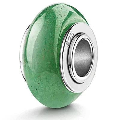 Abbildung von Materia Edelstein Anhänger Aventurin Beads Charms 925 Silber grün 419