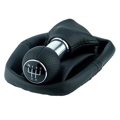 Abbildung von L&amp;P A0254 7 Schaltsack Schaltmanschette Schwarz Schaltknauf Knauf perforiert PU Leder 5 Gang 12mm kompatibel mit VW Golf 2 II 3 III Polo 6N Passat 35i uvm. Schelle Plug Play Ersatzteil