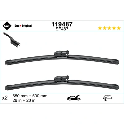 Abbildung von Scheibenwischer Swf 119487 vorne Flachbalkenwischblatt BMW: X3, X4, JAGUAR: E Pace