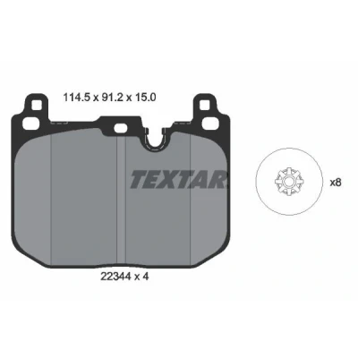 Abbildung von TEXTAR 2234401 Bremsbelagsatz für Verschleißwarnanzeiger vorbereitet mit Zubehör MINI: Hatchback, Countryman, Convertible