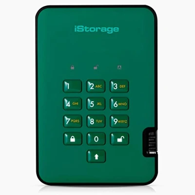 Abbildung von iStorage diskAshur2 HDD 1TB Rot Sichere tragbare Festplatte Passwortgeschützt Staub und wasserdicht Hardware Verschlüsselung