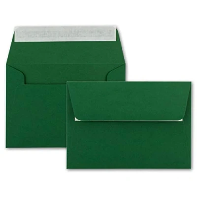 Abbildung von 75x Brief Umschläge B6 Dunkelgrün 12,5 x 17,5 cm Haftklebung 120 g/m² breite edle Verschluss Lasche hochwertige Einladungs