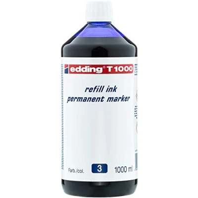 Abbildung von edding T 1000 Nachfülltinte Permanent Marker blau ml mit Tropfenspendersystem, zum schnellen Nachfüllen fast aller
