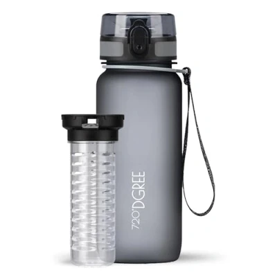 Abbildung von 720DGREE Trinkflasche 650ml “uberBottle“ softTouch +Früchtebehälter BPA Frei Auslaufsichere Wasserflasche für Kinder, Schule, Uni, Sport, Outdoor, Fitness Tritan Sportflasche Leicht, Stoßfest