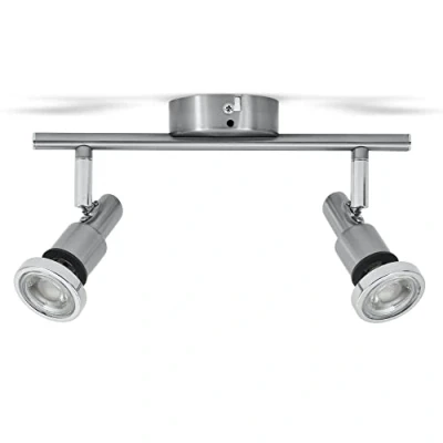 Abbildung von B.K.Licht Deckenlampe für das Bad mit warmweißer Lichtfarbe, IP44, schwenkbar, LED Deckenleuchte, Lampe, Badlampe, Badezimmerlampe, Küchenlampe, Feuchtraumleuchte, 27,5x8x12,3 cm, Matt Nickel Chrom