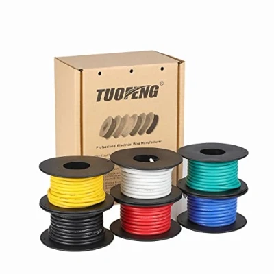 Abbildung von TUOFENG 16awg Draht Flexibler Silikondraht, 1.25 mm² Messgerät verzinnte Kupferdrähte Silikondraht Isoliert (6 verschiedene farbige 4.6m Jeder)(OD: 3 mm) 600V Litzendraht Automotive Verdrahtung