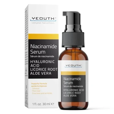 Abbildung von YEOUTH Niacinamide Serum Gesicht 10% mit Hyaluronsäure und Aloe Vera, Anti Aging Feuchtigkeitsspendendes B3 Gesichtsserum für Frauen Männer 30ml
