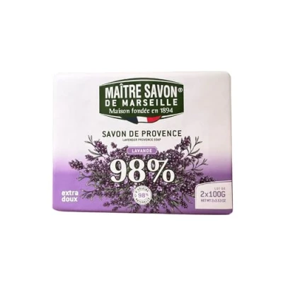 Abbildung von Maître Savon de Marseille Provence Seife Lavendel Extra Mild 2x100g 99% Natürliche Inhaltsstoffe Hände &amp; Körper