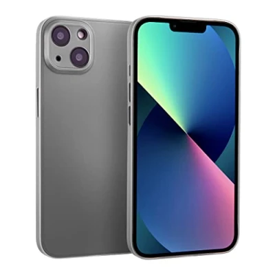 Abbildung von doupi UltraSlim Hülle kompatibel für iPhone 13 (6,1 Zoll), Ultra Dünn Fein Matt Handyhülle Cover Bumper Schutz Schale Hard Case Taschenschutz Design Schutzhülle, grau