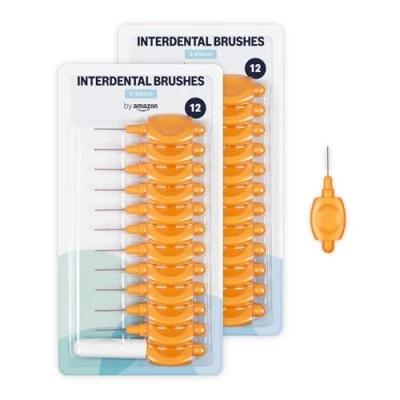 Abbildung von By Amazon Interdentalbürste, 0,45 mm, 24 Stück (2 Packungen mit je 12 Stück), Orange