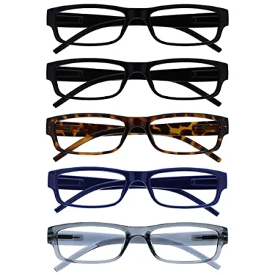Abbildung von The Reading Glasses Company Die Lesebrille Unternehmen Wert 5er Pack Leicht Herren Frauen Schwarz Braun Dark Blau Grau RRRRR32 11237 +2,50