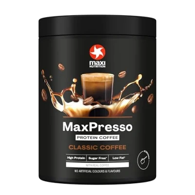 Abbildung von MaxiNutrition MaxPresso Coffee Classic, Protein Kaffee, Whey Pulver, 21g Eiweiß pro Portion, Zuckerfrei &amp; fettarm, Warm kalt genießbar