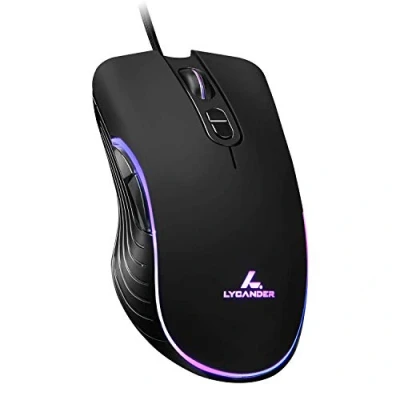 Abbildung von LYCANDER LMC380 Gaming Maus, kabelgebunden, Optische USB Mäuse mit Einstellbarer Dpi, bis zu 6400, 7 Tasten, LED, 1, 5 m Kabel