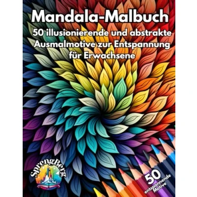 Abbildung von Mandala Malbuch: 50 illusionierende und abstrakte Motive zum ausmalen für (junge) Erwachsene. Perfekt Stressabbau, zur Entspannung Achtsamkeit.