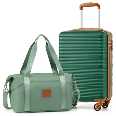 Abbildung von COOLIFE Handgepäck Koffer, Trolley 55x35x20 und Tasche 20L(40x25x20cm) für Ryanair mit 4 Spinner Rädern, Teleskopgriff, TSA Schloss, Leichter Set