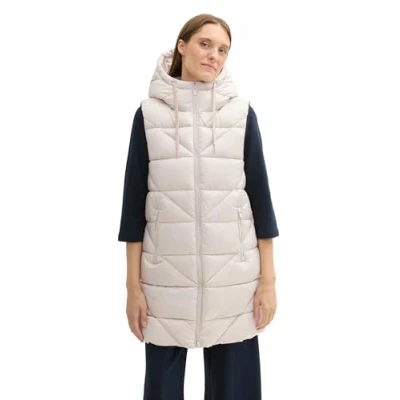 Abbildung von TOM Tailor MIT Kapuze Weste, Damen, Größe: Small, Dusty beige