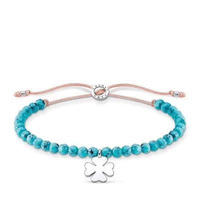 Abbildung von Thomas Sabo Armband türkise Perlen mit Kleeblatt 925 Sterling Silber A1983 905 17 L20V