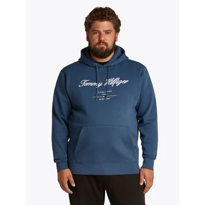 Abbildung von Tommy Hilfiger Script LOGO Hoody Sweatshirt, Herren, Größe: 4XL, Aegean sea