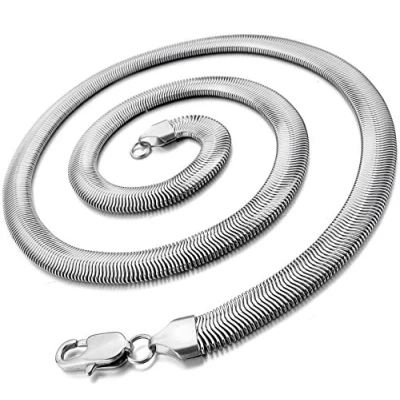 Abbildung von OSTAN Herren Edelstahl Halskette Schlangenkette Silber Breit 5MM Länge 60 cm