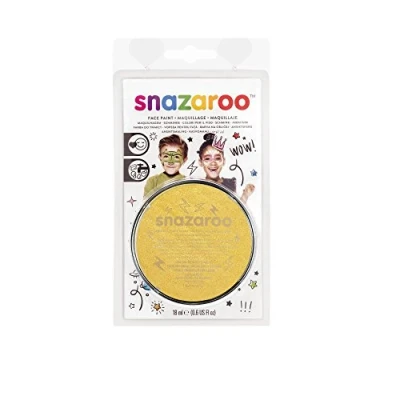 Abbildung von Snazaroo 1119777 Kinderschminke, hautfreundliche hypoallergene Gesichtschminke auf Wasserbasis, wasservermalbar, parabenfrei, 18ml Topf Gold metallic