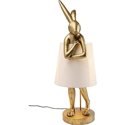 Abbildung von Kare Design Tischlampe Animal Rabbit Gold/Pink, Hasenleuchte, Tischleuchte, Nachttischlampe, Tiermotiv, Schreibtischlampe Kinder, Kippschalter am Kabel, Leuchtmittel nicht inklusive, 88x30,5x30,5cm