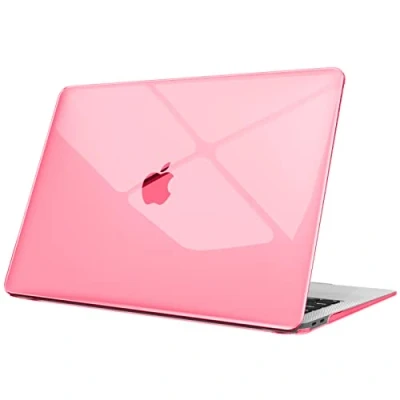 Abbildung von Fintie Hülle kompatibel mit MacBook Air 13 (2018 2020 Version) A2337(M1)/A2179/A1932, Ultradünne Hartschale Schutzhülle Snap Case, Rosa