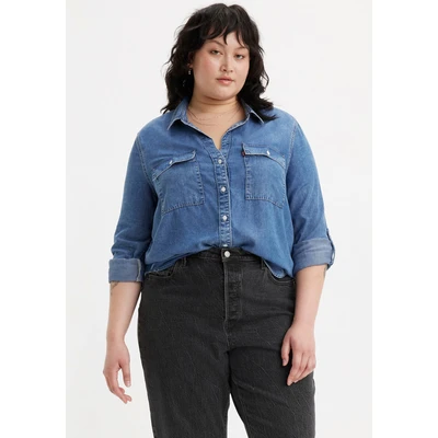 Abbildung von Levi&#039;s Plus PL Doreen Utility Hemdbluse, Damen, Größe: 46/48, In patches