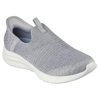 Abbildung von Skechers Damen Ultra Flex 3.0 Smooth Step Sneakers,Sports Shoes, Light Grey Knit/Jersey/Trim, 36.5 EU