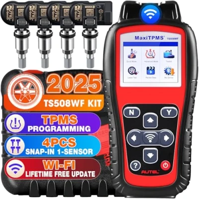 Abbildung von Autel MaxiTPMS TS508WF KIT mit 4 2 IN 1 Metall MX Sensoren [Wert 120], 2024 WiFi TPMS Programmierung, Neulernen, Aktivieren Gerät, Program Sensoren, Upgrade von TS508, TS501, TS408, Diagnose
