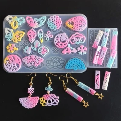 Abbildung von FineInno Schmuck Epoxidharz Formen,Earring Resin Mold,Silikonformen Gießform Für Schmuckherstellung Anhänger Halskette Ohrringe Dekoration