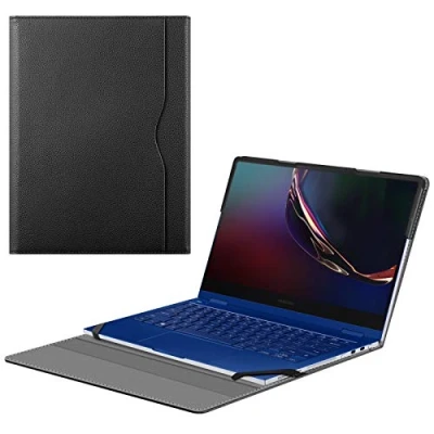 Abbildung von Fintie Hülle für 13.3 Zoll Samsung Galaxy Book 3 360/Galaxy 2 Pro Premium Folio Schutzhülle mit Dokumentschlitze, Schwarz