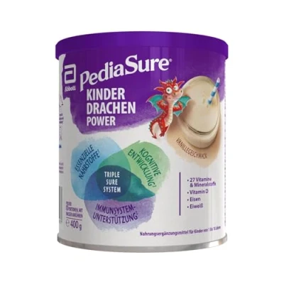Abbildung von Pediasure Kinder Drachen Power Vanille 400g leckerer Nahrungsergänzungsshake für ab 1 Jahrmit 27 Vitaminen &amp; Mineralien, Protein und triplesure KomplexVerpackung kann variieren