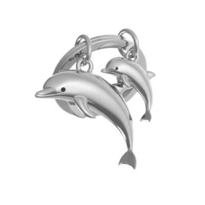 Abbildung von O meta[l]morphose METALMORPHOSE MTM145 06 Schlüsselanhänger Delfin &amp; ihr Baby, Silber, One Size, Taille unique, Einzigartig