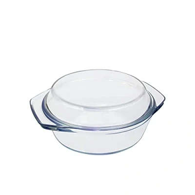 Abbildung von Glas Auflaufform mit Deckel, 0.65L 15cm Kleine Mikrowellengeschirr Rund, Ofenfest