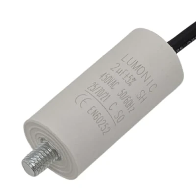 Abbildung von Lumonic Anlaufkondensator 2µF 450V mit Kabel I 26x55mm 2uF Motorkondensator Kunststoffgehäuse Betriebskondensator für Pumpen, Rasenmäher, Werkzeuge