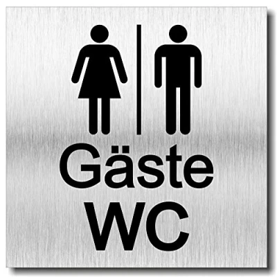 Abbildung von Türschild Gäste WC Schild UV Druck 12 x 12cm 3mm Aluverbund Made in Germany Art.Nr. 2103