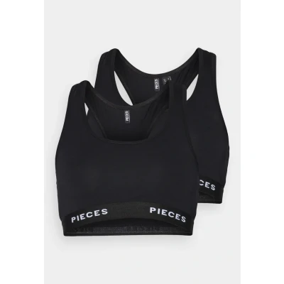 Abbildung von Pieces Pclogo LADY TOP 2 PACK Bustier, Damen, Größe: Small, Black