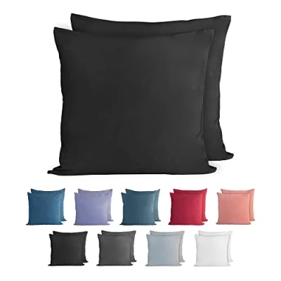 Abbildung von Komfortec 100% Baumwolle Kissenbezüge 2er Set 40x40 cm, Superweicher Premium Jersey Kopfkissenbezug 150 g/m², Kissenhülle, Anthrazit