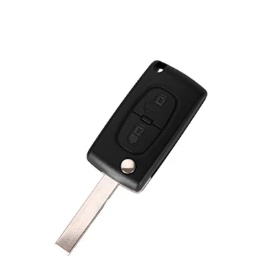 Abbildung von Autoschlüssel Ersatz Fernbedienung Schlüssel Für Peugeot 207 307 3008 5008 Schlüsselanhänger Flip mit 2 Tasten Klinge ohne Nut Modell Batteriezelle Phonillico®