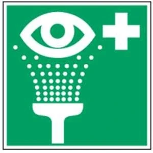 Abbildung von Schild Augenspüleinrichtung PVC 14,8 x cm gemäß ASR A 1.3/DIN 4844 (Augenspülung, Notfall, Erste Hilfe Schild) wetterfest