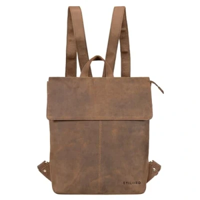 Abbildung von STILORD &#039;Charlie&#039; Vintage Rucksack aus braunem Leder für Männer Frauen Tasche Tiroler Business Umhängetasche Laptop 13,3 Zoll Pulgadas, Tan Braun Scuro, M, Tagesrucksa
