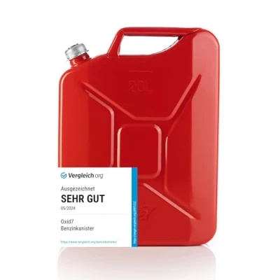 Abbildung von Oxid7 Kraftstoffkanister 20 Liter aus Metall mit Schraubverschluss Benzin, Diesel &amp; Bio Ethanol geeignet 20L Benzin Kanister UN Zulassung Bauart geprüft