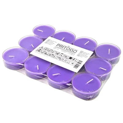 Abbildung von Pritogo Maxi Duftteelichte (12 St. Lila Lavendel) Kunststoffhülle 4 Std. Brenndauer Teelichter XXL Ø 5,8 x 2,3 cm