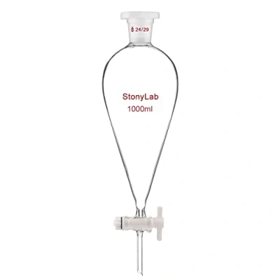 Abbildung von stonylab Scheidetrichter Glas, Borosilikatglas 1000 ml Heavy Wall Conical Separatory Funnel Trichter mit Glas Absperrhahn 24/29 Gelenk und PTFE Absperrhahn,