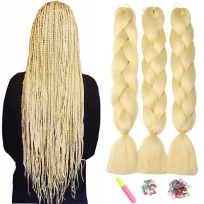 Abbildung von ShowJarlly Kanekalon Kunsthaar Haar, Haar Braids Extension, Ombre Jumbo Braid Haarverlängerung 24&quot;, Zöpfe Box Zum Einflechten 613#