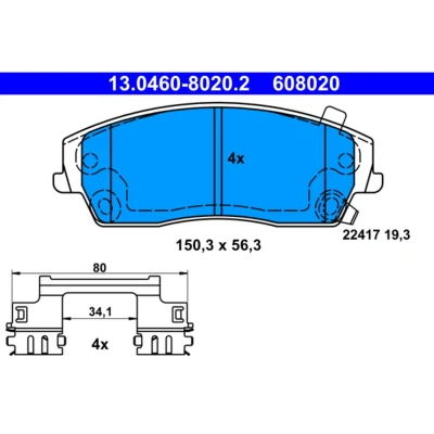 Abbildung von ATE 13.0460 8020.2 Bremsbelagsatz mit akustischer Verschleißwarnung Zubehör CHRYSLER: 300C Saloon, Touring