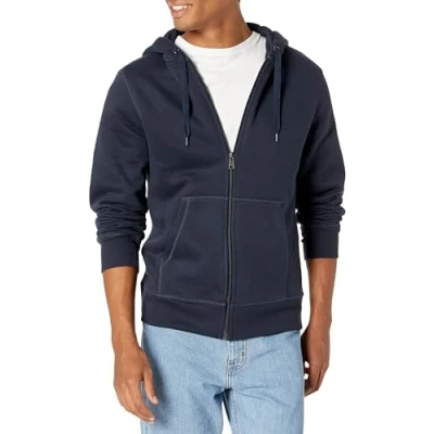 Abbildung von Amazon Essentials Herren Fleece Kapuzenpulli mit durchgehendem Reißverschluss (erhältlich in den Größen Big &amp; Tall), Marineblau, S