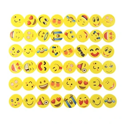 Abbildung von JZK 48x Stücke Emoticon Kinder Radiergummi Smiley Radiergummi, Spielzeug Gastgeschenk Studentengeschenke für Geburtstagsfeier Festival Partytütenfüller, Gelb
