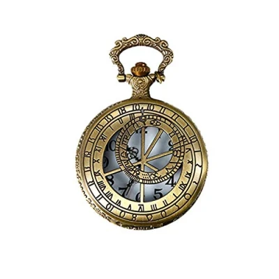 Abbildung von JewelryWe Taschenuhr Herren Kompass 12 Konstellationen Sternbilder Hohe Openwork Analog Quarz Uhr mit Halskette Kette Uhren Geschenk Bronze